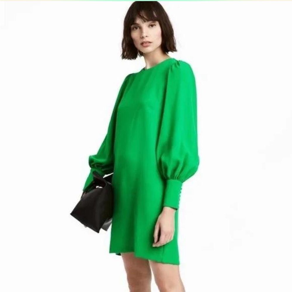 H&M Green long sleeve dress mini retro dress size 4